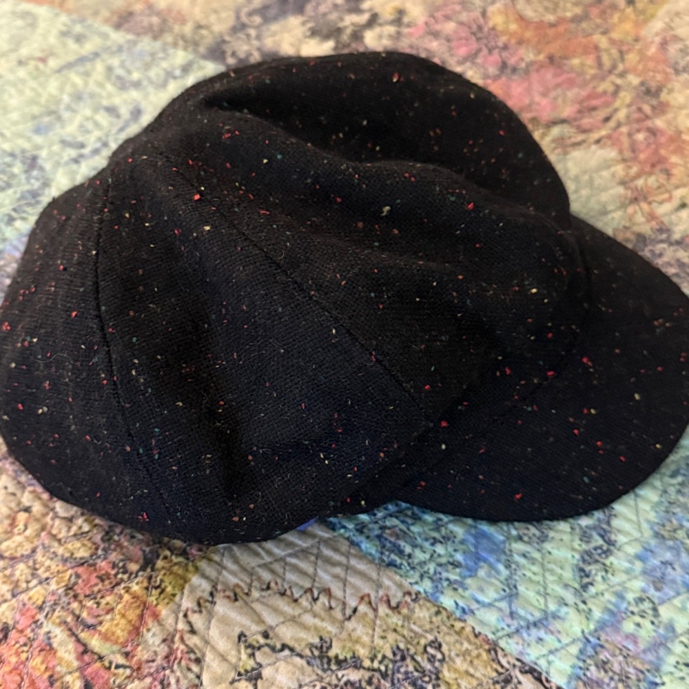 Black Tweed Newsboy Cap